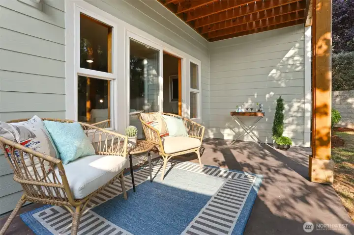 Private lower patio is located just off the recreation room. It's a super spot for hot Summer days.