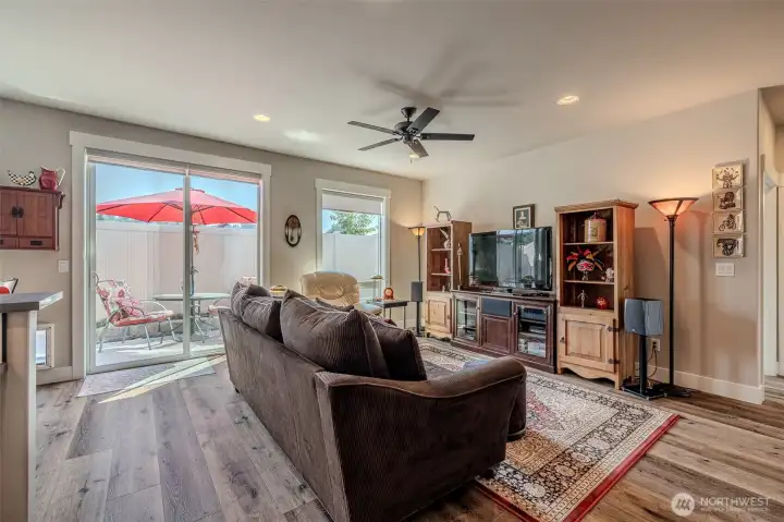 Oversized slider door and windows bring in so much light