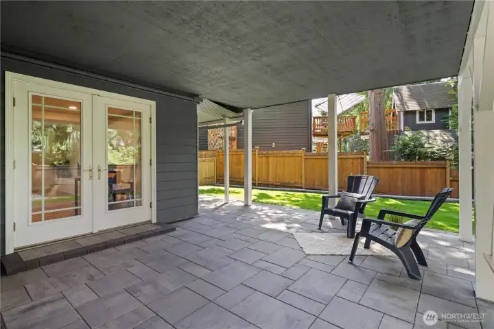 Covered patio with new pavers