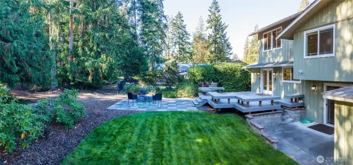 lots of private outdoor space and storage shed in backyard