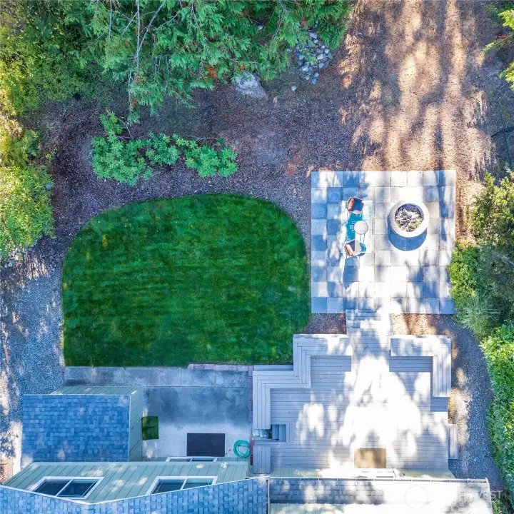 Aerial view of backyard