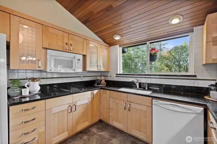 Kitchen looking out to back