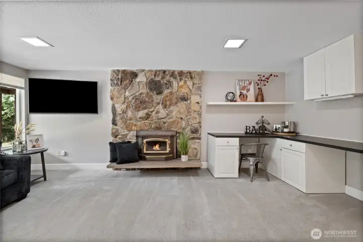 Gas Fireplace in downstairs rec-room