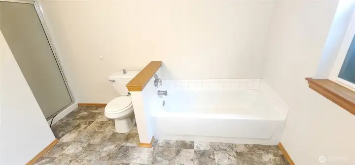 5 piece master ensuite soaking tub and free standing shower