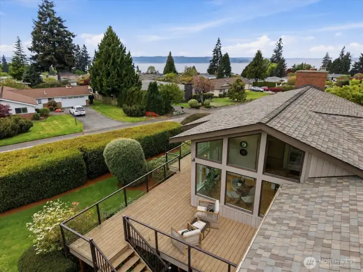 Expansive outdoor space ideal for entertaining and enjoying views (virtually staged)