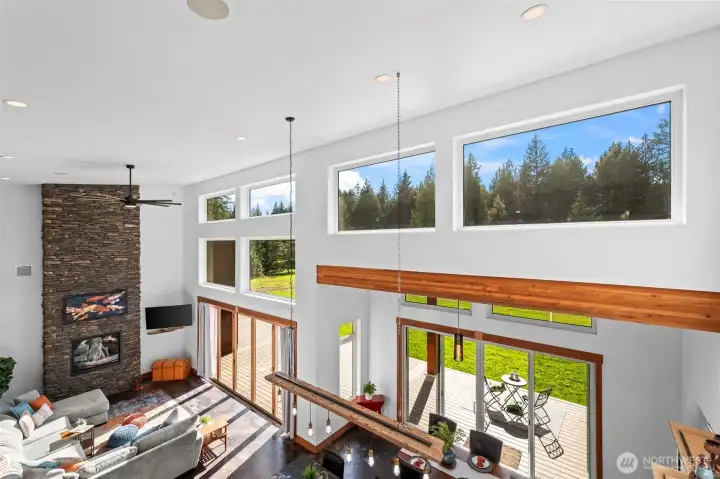 view looking down from the loft