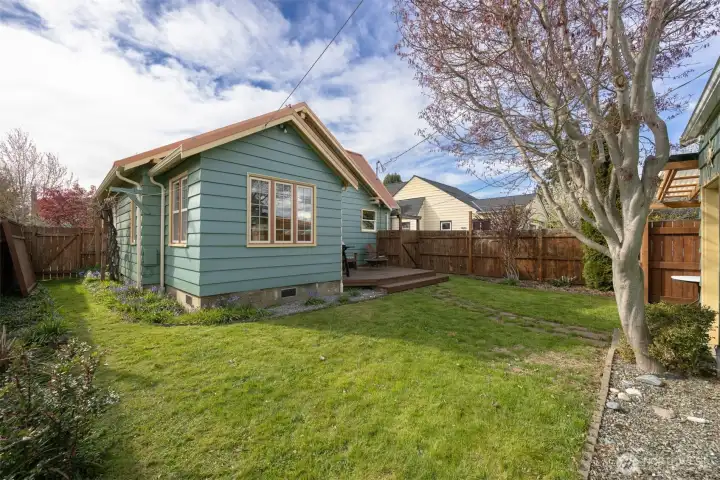 The private rear yard is sort of a sanctuary and the landscape is easy to maintain!