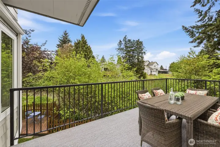 Expanded deck in 2020. Perfect for summer evenings, dinners and entertaining.