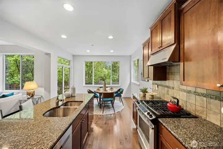 Another view of expansive kitchen