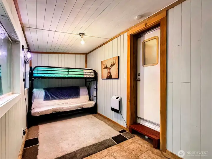 Smart wall heater and park model access from the addition.