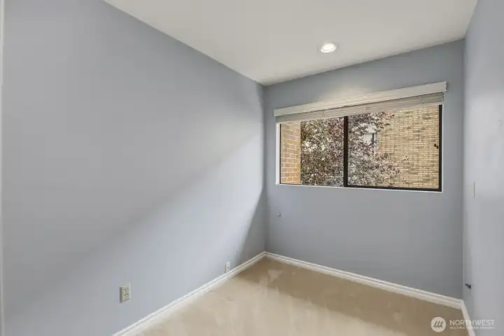 View of den/office, or 3rd bedroom with closet & shelving. View of den/office, or 3rd bedroom with closet & shelving.