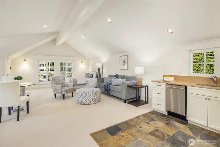 An expansive apartment sized suite in its own wing delivers true independence - perfect for a grand home office, nanny quarters or multigenerational living. An expansive apartment sized suite in its own wing delivers true independence - perfect for a grand home office, nanny quarters or multigenerational living.
