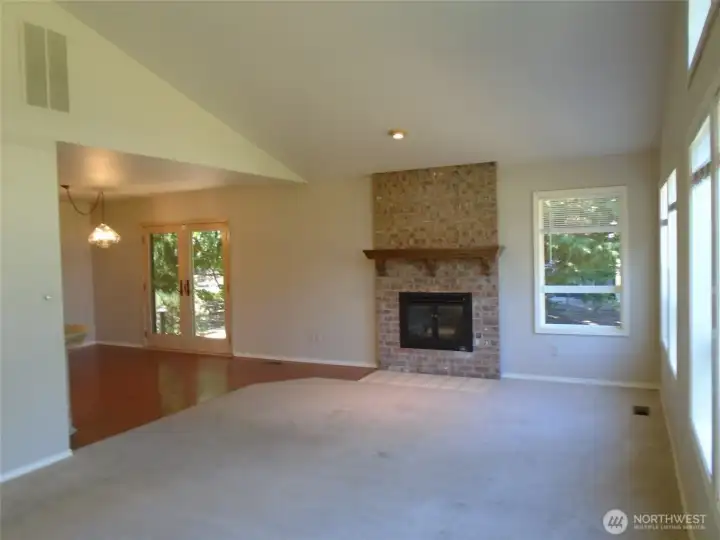 Cozy wood burning fireplace in LR