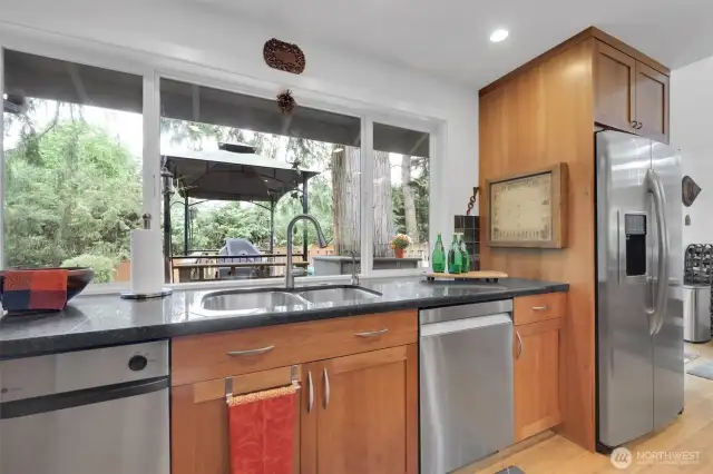 Enjoy view of the large park-like back yard.