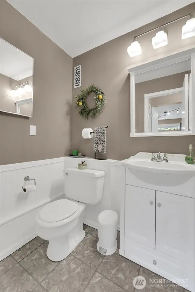 Half bath in daylight basement.