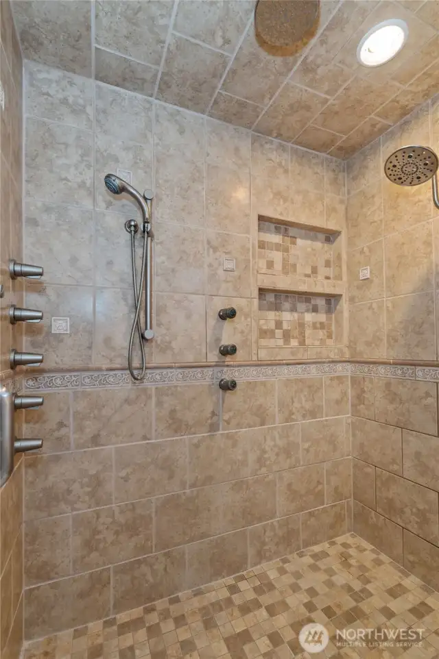 6-head shower in primary bedroom