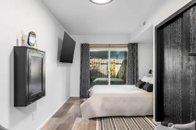 Lower level bedroom with outdoor access