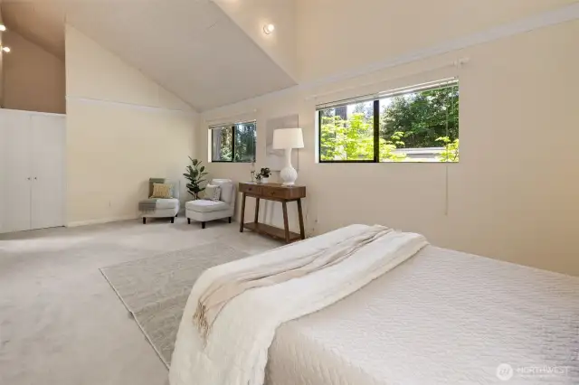 Master bedroom 1 upstairs has very high ceiling.