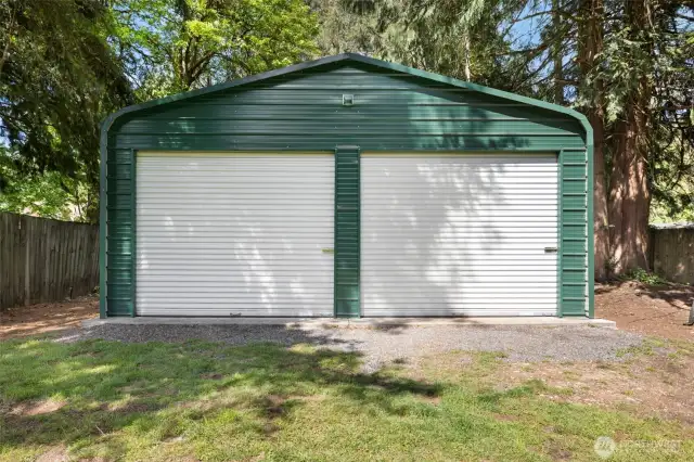 Spacious 24x24 shop with two roll-up doors and a convenient side entry—perfect for projects, storage, or all your gear!