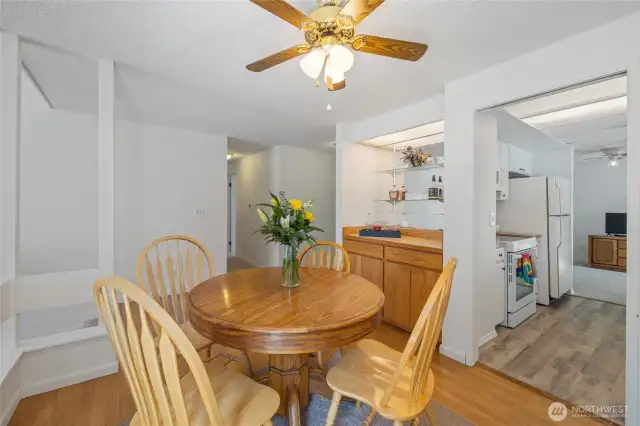 view of the dining room off the kitchen