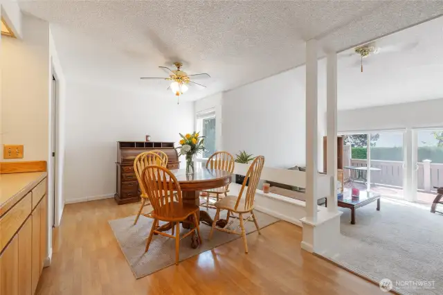 Dining area overlooks the living room area