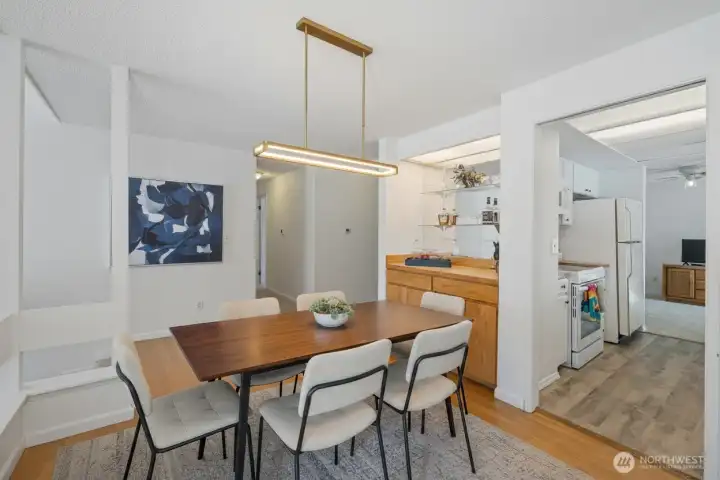 virtually staged dining room off the kitchen