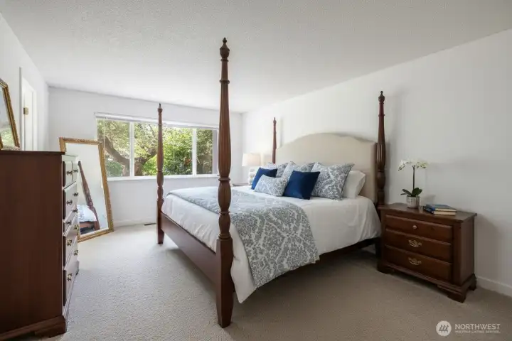 Virtually staged primary bedroom