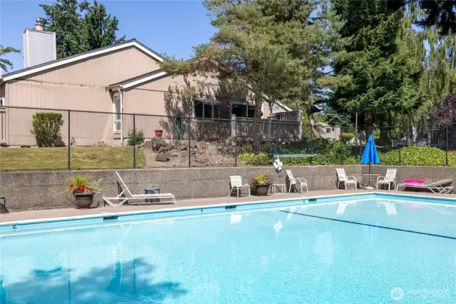 Looking across the pool at your condo