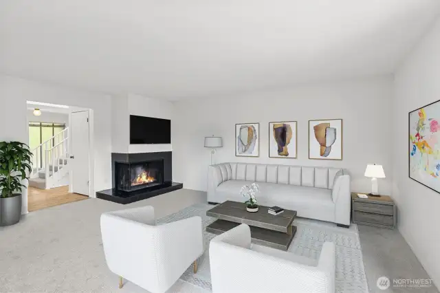 Virtually staged living room.