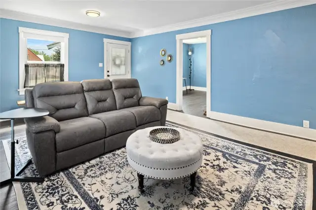 Large living room/dining room area