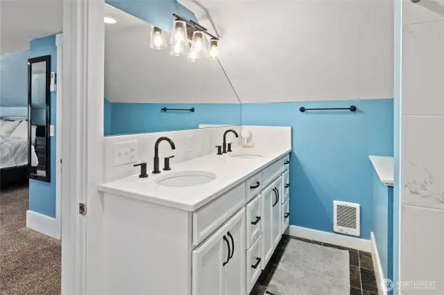 Primary bathroom with double sinks