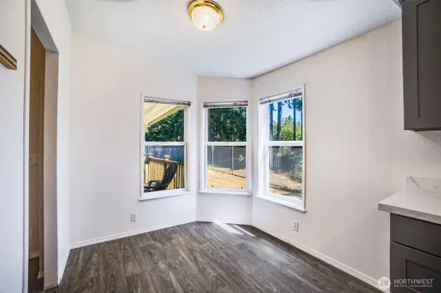 Enjoy morning coffee and breakfast in this sun-drenched breakfast nook.
