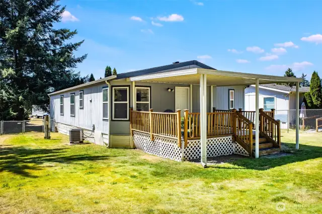 Stay comfortable in every season! A heat pump is installed on the side of the home.