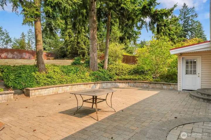 Awesome patio in two tiered yard.