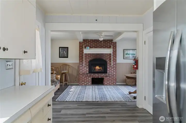 Fireplace in flex space