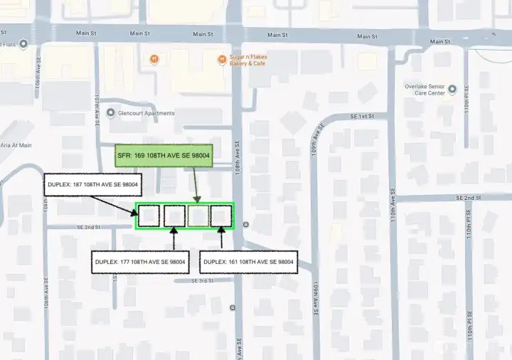 Parcel map (3 duplex, 1 SFR)