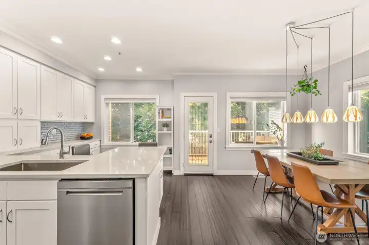 Updated kitchen, with island/bar seating and large dining area is great for entertaining guests