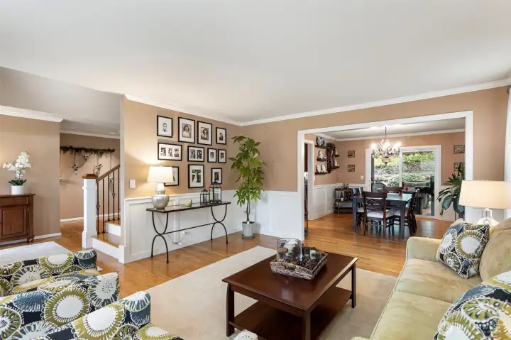 Each room downstairs flows into the next room