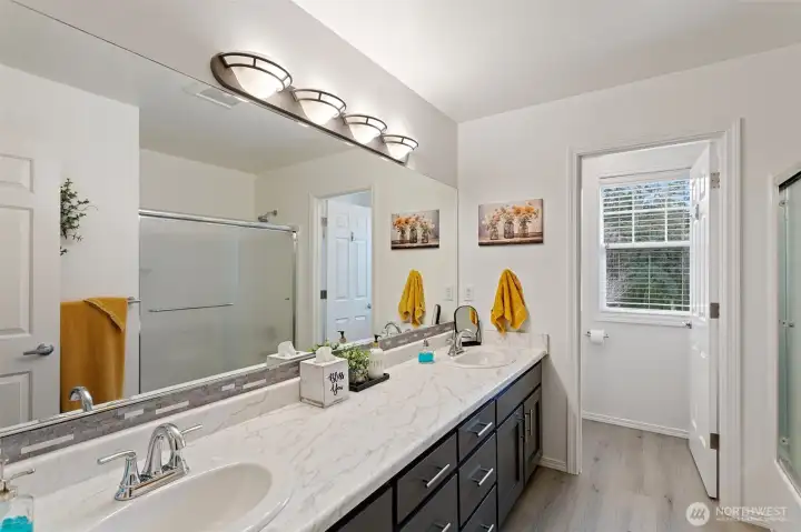 Large bathroom with separate toilet