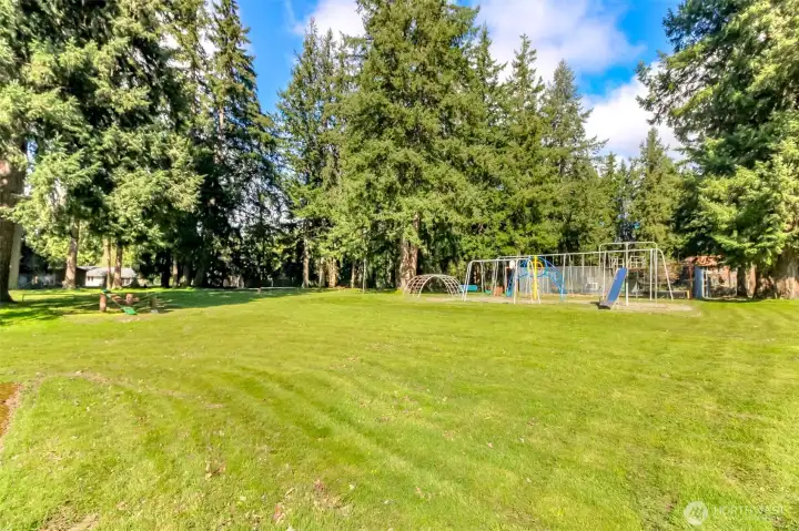 Grassy area in the private waterfront park,