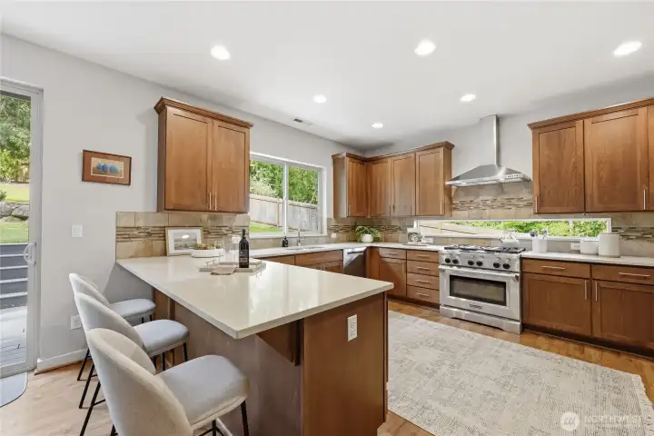 The breakfast bar offers another option for dining.