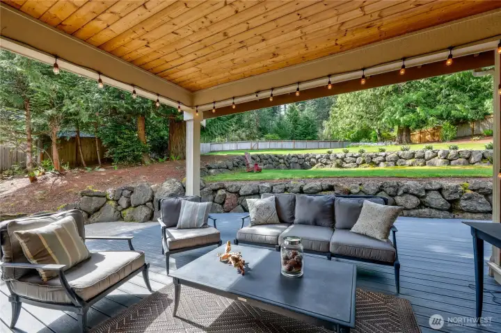 Private place for early morning coffee, overlooking the yard.