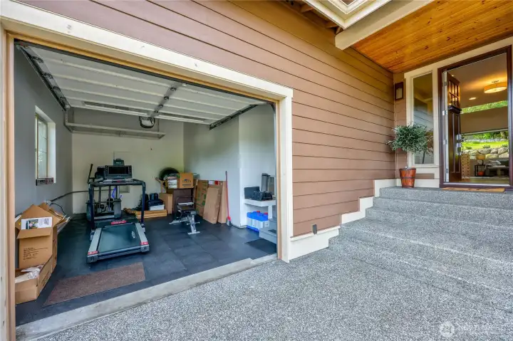 Single car garage has it's own entry into the home.