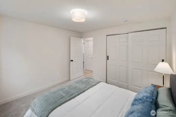 Spacious bedroom with closet and comfortable, easy-to-furnish layout.