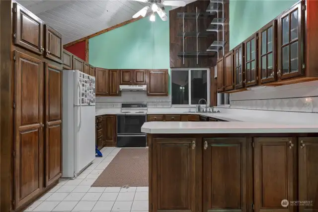 Huge kitchen. Cabinets are in good shape.