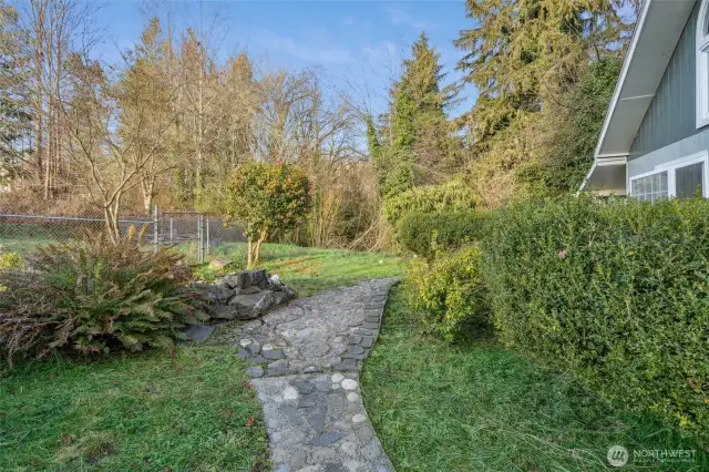 Front yard, with pond