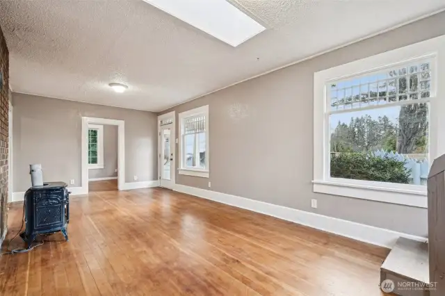 Living Room, Orginal hardwood floors, Original Windows