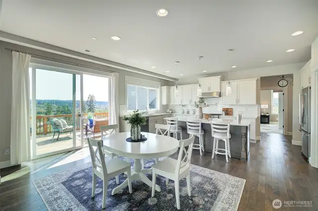 Large deck conveniently located off the kitchen. Many options for dining.