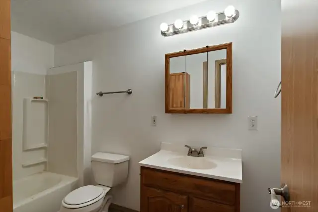 Full bathroom located on lower level