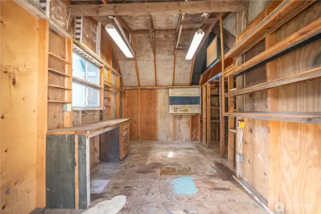 Interior of shop, has lights and outlets